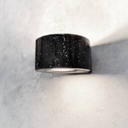 Handmade Ceramic Wall Sconce Black Ring Lamp With White Dots - thumbnail 2
