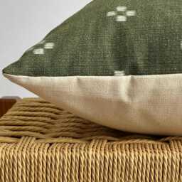 Handmade Hmong Textile Pillow Cover Olive Green Bohemian Decor - thumbnail 3