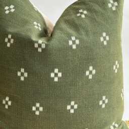 Handmade Hmong Textile Pillow Cover Olive Green Bohemian Decor - thumbnail 4