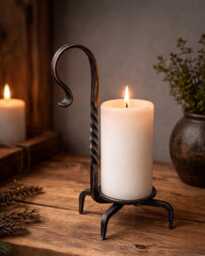 Hand Forged Claw Pillar Candle Holder - Blacksmith Metal Home Decor, Rustic Industrial Stand, Unique Handmade Gift