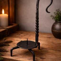 Hand Forged Claw Pillar Candle Holder - Blacksmith Metal Home Decor, Rustic Industrial Stand, Unique Handmade Gift - thumbnail 3