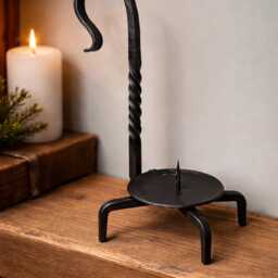 Hand Forged Claw Pillar Candle Holder - Blacksmith Metal Home Decor, Rustic Industrial Stand, Unique Handmade Gift - thumbnail 2
