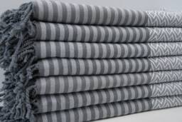 "Dark Gray & White Towel, Shower Towel, Turkish Towel, Soft Turkish Peshtemal, 40""x70"