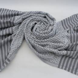 "Dark Gray & White Towel, Shower Towel, Turkish Towel, Soft Turkish Peshtemal, 40""x70" - thumbnail 4