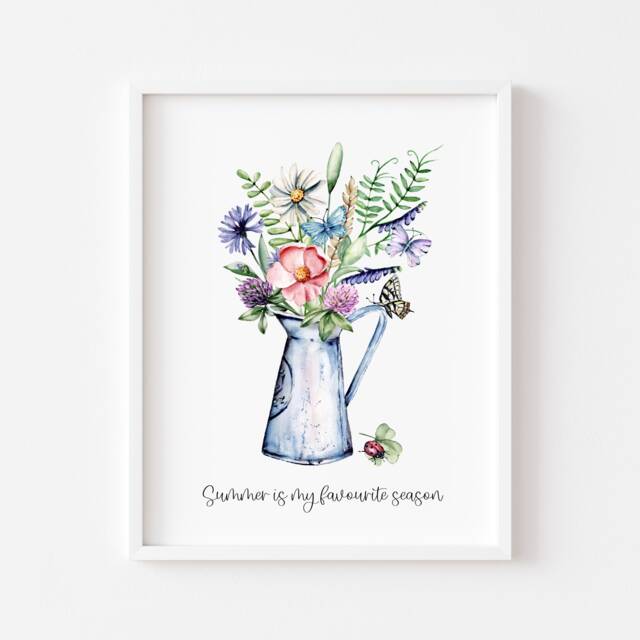Wildflower Bouquet Summer Print Unframed Floral Wall Art - image 1