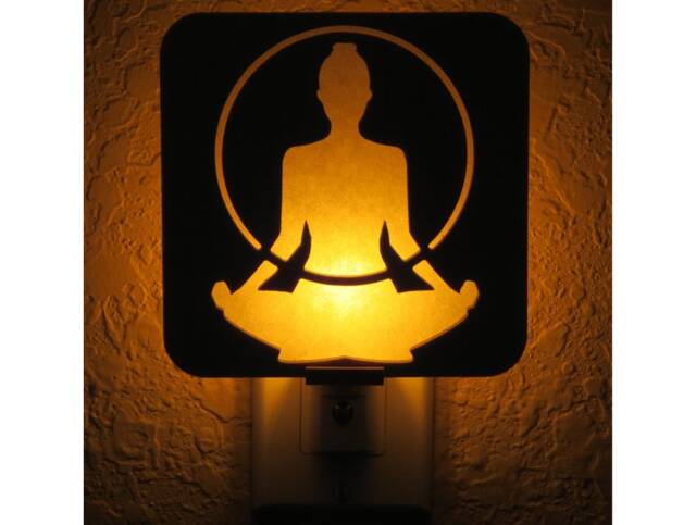 Meditation Figure Wood Night Light - Zen Decor - image 1