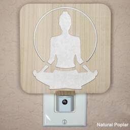 Meditation Figure Wood Night Light - Zen Decor - thumbnail 2