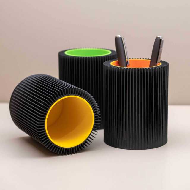 Black & Neon Pen Pot Bright Colour Desk Organiser & Storage - image 1