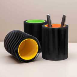 Black & Neon Pen Pot Bright Colour Desk Organiser & Storage