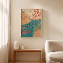 Canoe River Poster, Reed Marsh Landscape Print, Nature Wall Art - thumbnail 3