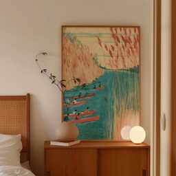 Canoe River Poster, Reed Marsh Landscape Print, Nature Wall Art - thumbnail 2