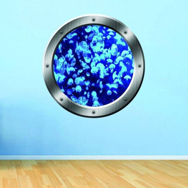 Jellyfish Underwater Window Porthole Wall Decal Under Water Marine Life - Vwaq Sp28