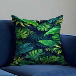 Tropical Palm Leaf Cushion Cover, Bold Green Monstera & Jungle Leaves Throw Pillow Case, Botanical Decor Accent, Any Size Cover - thumbnail 3