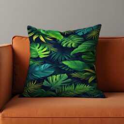 Tropical Palm Leaf Cushion Cover, Bold Green Monstera & Jungle Leaves Throw Pillow Case, Botanical Decor Accent, Any Size Cover - thumbnail 2