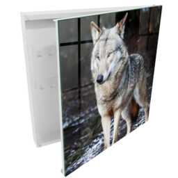 Wolf in The Forest Key Cabinet For Home, Gray Box Photographic Animals, Nature Lovers - thumbnail 2