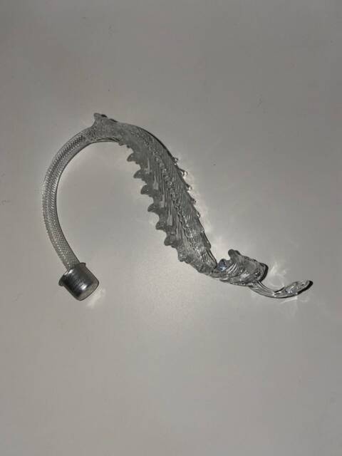 Low Transparent Leaf, in Murano Blown Glass, Spare Part For Chandeliers