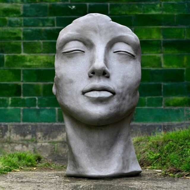 Concrete Modern Head Sculpture Large Face Statue Stone Figure Cement Garden Ornament Outdoor Decor Front Door Decoration Christmas Gift - image 1