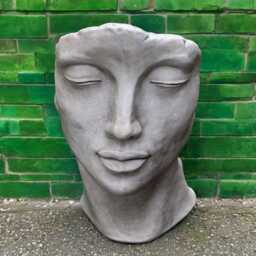 Concrete Modern Head Sculpture Large Face Statue Stone Figure Cement Garden Ornament Outdoor Decor Front Door Decoration Christmas Gift - thumbnail 3
