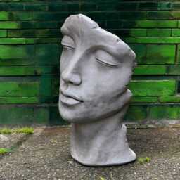 Concrete Modern Head Sculpture Large Face Statue Stone Figure Cement Garden Ornament Outdoor Decor Front Door Decoration Christmas Gift - thumbnail 2