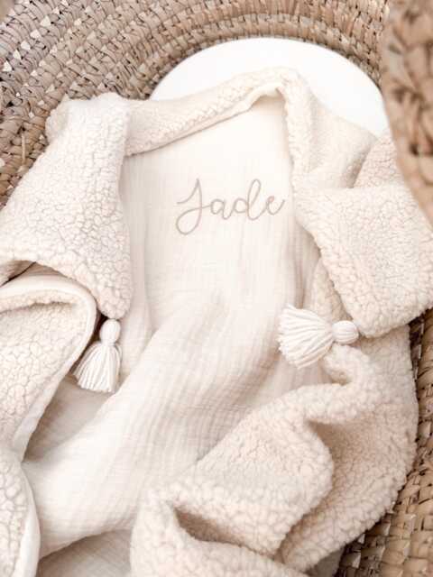 Personalized Baby Blanket - Cotton Gauze & Sherpa, Custom Name Blanket, Gift, Girl, Boy, Newborn Shower Gift - image 1