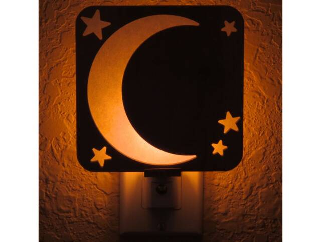 Crescent Moon & Star Wood Night Light - Zen Decor - image 1