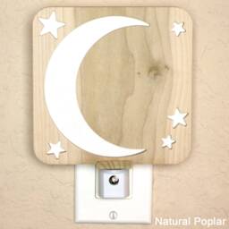 Crescent Moon & Star Wood Night Light - Zen Decor - thumbnail 2