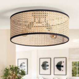 Eula - Bohemian Rattan Ceiling Lamp With Boho-Chic Lampshade Flush Mount Light Fixture - thumbnail 4