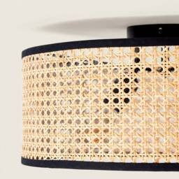 Eula - Bohemian Rattan Ceiling Lamp With Boho-Chic Lampshade Flush Mount Light Fixture - thumbnail 3