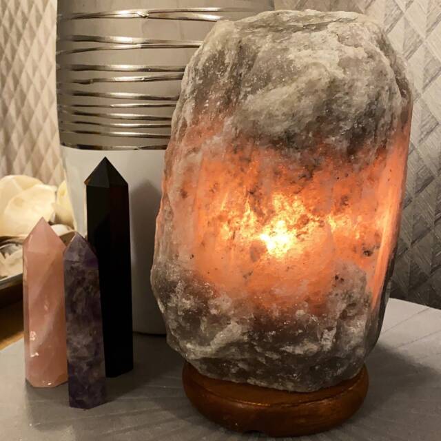 Grey Himalayan Salt Lamp Natural Home Decor Night Light Warm Lamps For Sale Crystal & Spiritual Dec??r Gift Shop