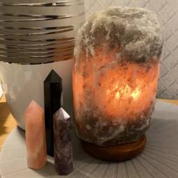 Grey Himalayan Salt Lamp Natural Home Decor Night Light Warm Lamps For Sale Crystal & Spiritual Dec??r Gift Shop - thumbnail 2