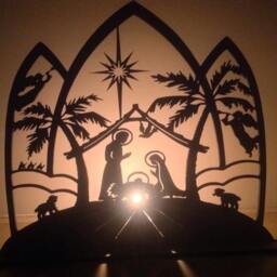 Nativity Scene Tea Light Holder Christmas Decoration Laser Cut Wood - thumbnail 3