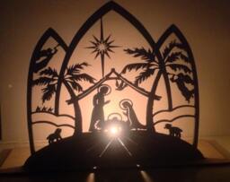 Nativity Scene Tea Light Holder Christmas Decoration Laser Cut Wood - thumbnail 1