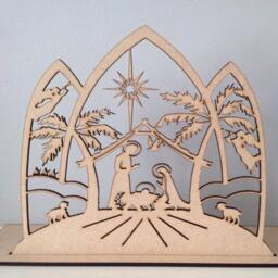 Nativity Scene Tea Light Holder Christmas Decoration Laser Cut Wood - thumbnail 2