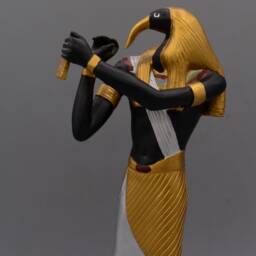 Egyptian Art Statue Thoth God Of Knowledge Hand Painted Black Gold Made in Egypt - thumbnail 2