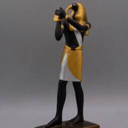 Egyptian Art Statue Thoth God Of Knowledge Hand Painted Black Gold Made in Egypt - thumbnail 3