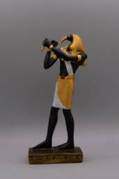 Egyptian Art Statue Thoth God Of Knowledge Hand Painted Black Gold Made in Egypt - thumbnail 1