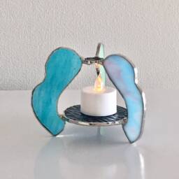 Candle Night Led Candle Holder Big Wave 1 Blue Green Glass Bayview - thumbnail 3