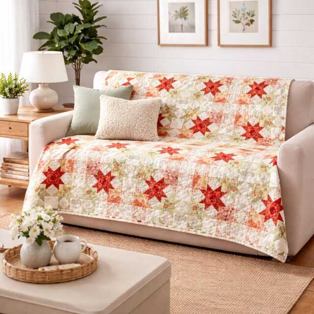 "Autumn Breeze Quilt Pattern - Patchwork Throw - 66"" X 82" - image 1