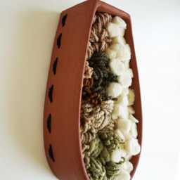 Handcrafted Terracotta Wall Art Mushroom Dyed Wool Fiber Sculpture - thumbnail 4