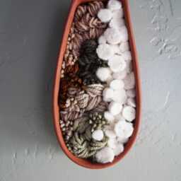 Handcrafted Terracotta Wall Art Mushroom Dyed Wool Fiber Sculpture - thumbnail 3