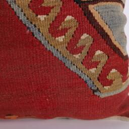 Handwoven Turkish Kilim Lumbar Pillow Bohemian Home Decor - 16x24 Inch - thumbnail 2