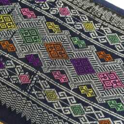 Vintage Hmong Hemp Pillow Handwoven Tribal Textile, Navy Batik - thumbnail 3