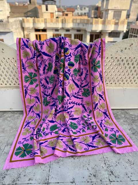 Handcrafted Cotton Suzani Quilt - Artisan Embroidery, Bohemian Home D??cor, Decorative Reversible Throw - image 1