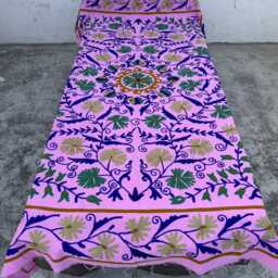 Handcrafted Cotton Suzani Quilt - Artisan Embroidery, Bohemian Home D??cor, Decorative Reversible Throw - thumbnail 2