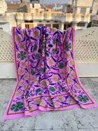 Handcrafted Cotton Suzani Quilt - Artisan Embroidery, Bohemian Home D??cor, Decorative Reversible Throw