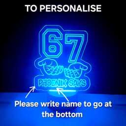 67 Six Seven Personalised Name Says Led Night Light Lamp Sign Usb 6 7 Plaque Christmas Birthday Gift Son Daughter Teen Funny Ornament - thumbnail 2