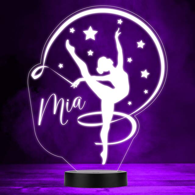 stars Dancer Gymnast Silhouette Ribbon Gymnastics Led Colour Night Light - image 1
