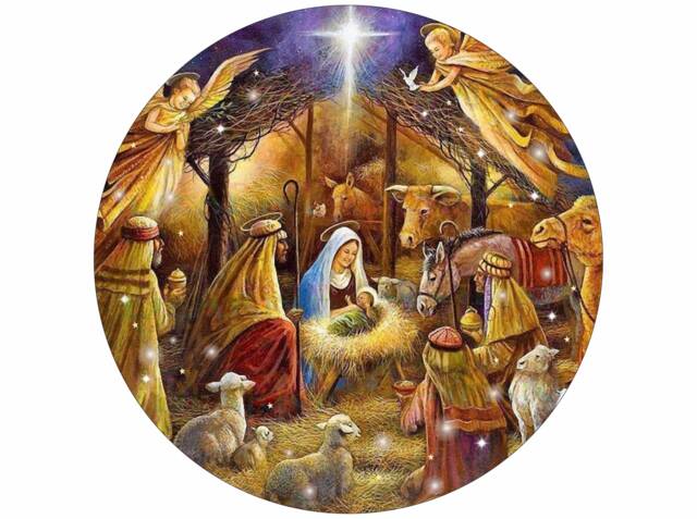 Nativity Wreath Sign, Christmas Wreath, Christmas Nativity Xmas Sign UK - image 1
