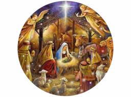 Nativity Wreath Sign, Christmas Wreath, Christmas Nativity Xmas Sign UK - thumbnail 1