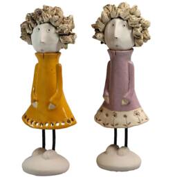 Contemporary Figurine Lady With Playful Spiky Hair - Various Colours - thumbnail 2